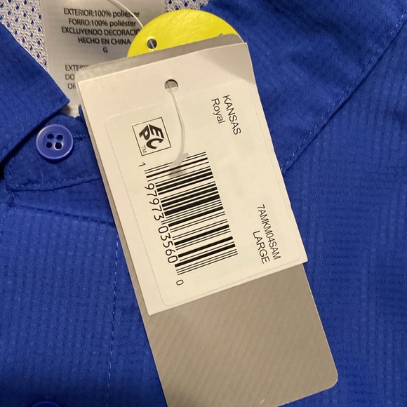 Pro Edge by Knights Apparel Men’s Jayhawks Button Down Short Sleeve Shirt - Picture 6 of 9